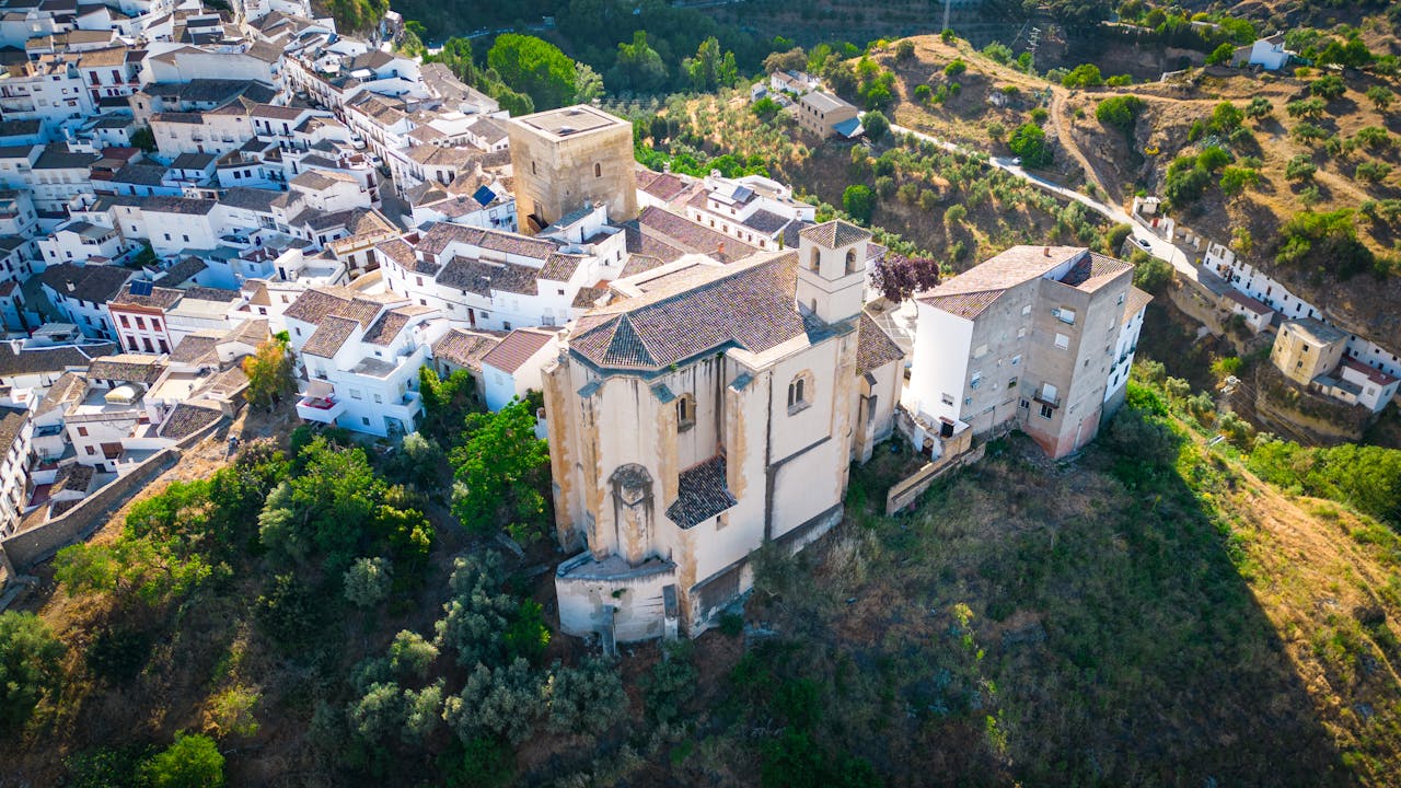 Stunning aerial shot of Setenil de las Bodegas showcasing unique architecture and landscape.